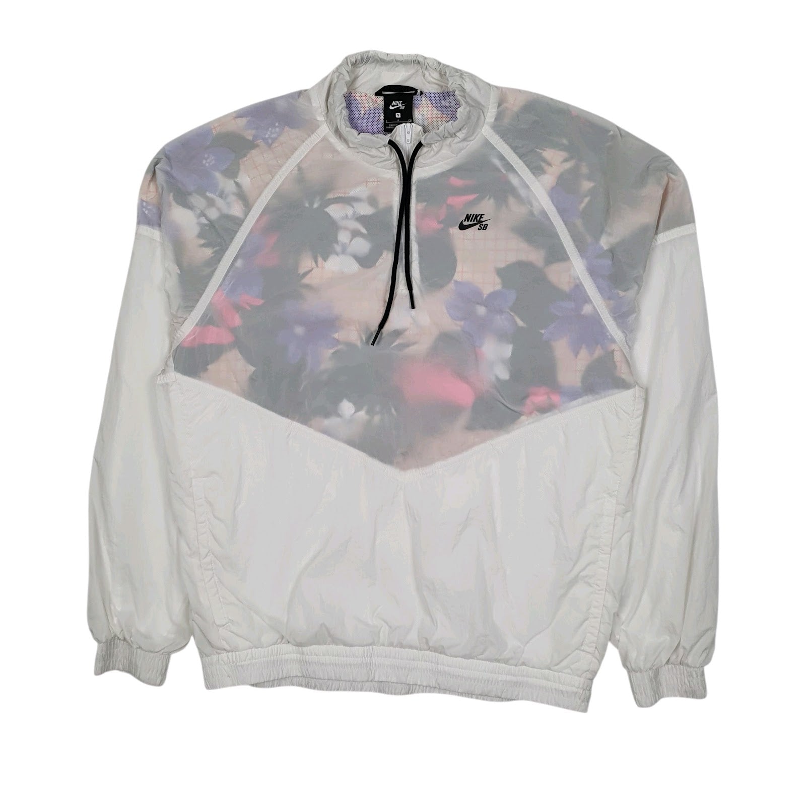 Mens White Nike SB Skateboarding Quarter Zip Pullover  Coat