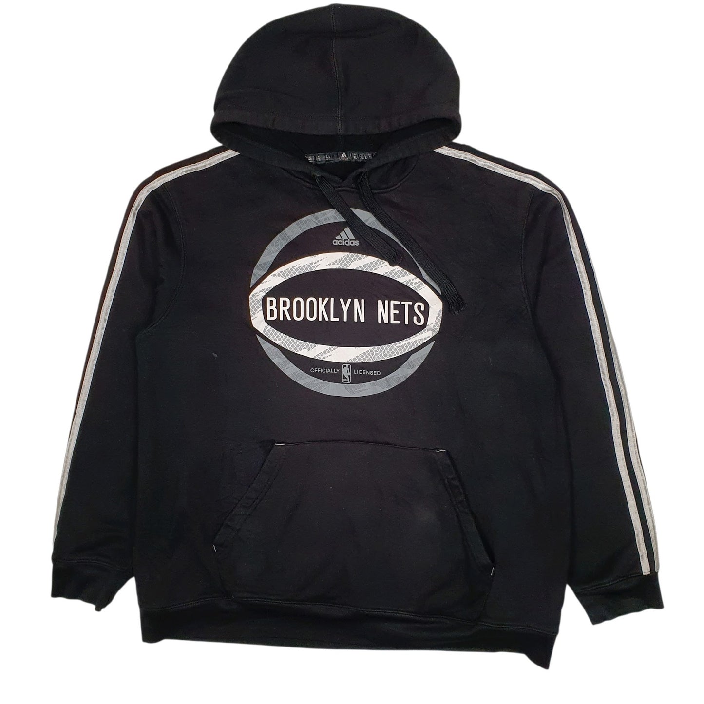 Mens Black Adidas Brooklyn Nets NBA Hoodie Jumper