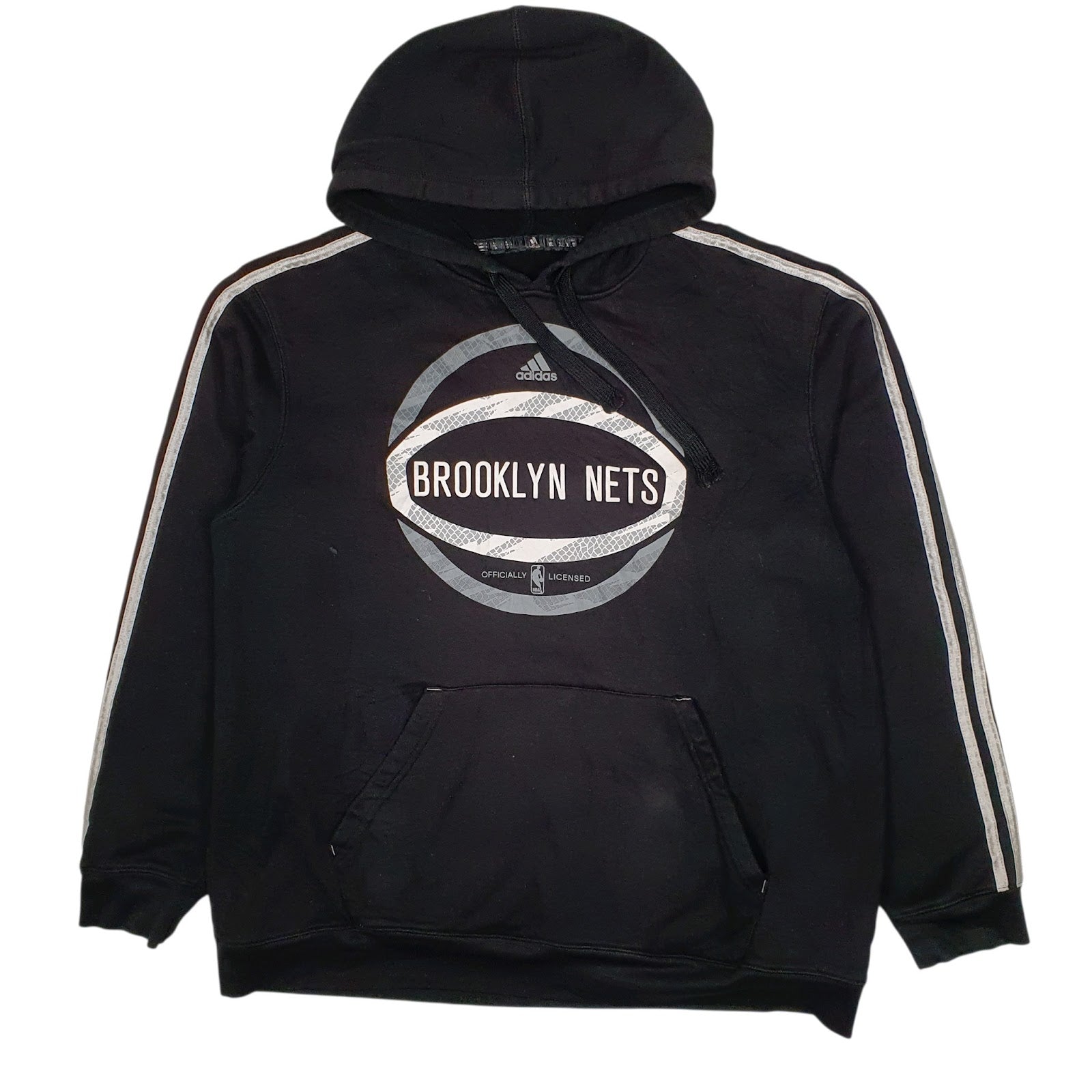 Mens Black Adidas Brooklyn Nets NBA Hoodie Jumper