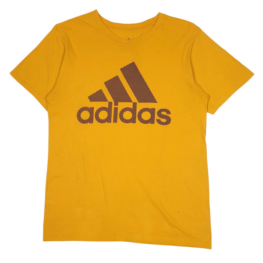 Mens Yellow Adidas Spellout Short Sleeve T Shirt