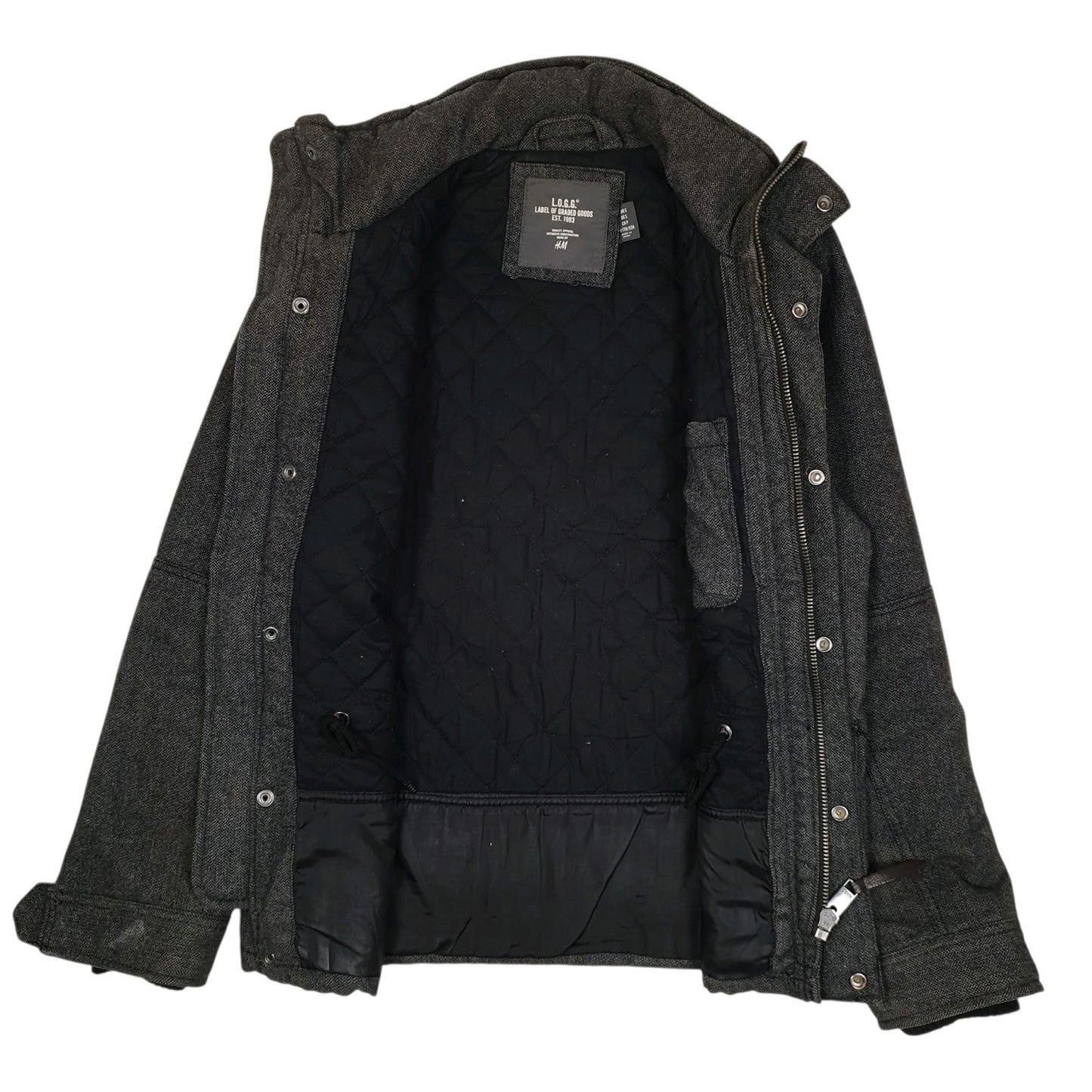Mens Grey H&M Military Navy  Coat