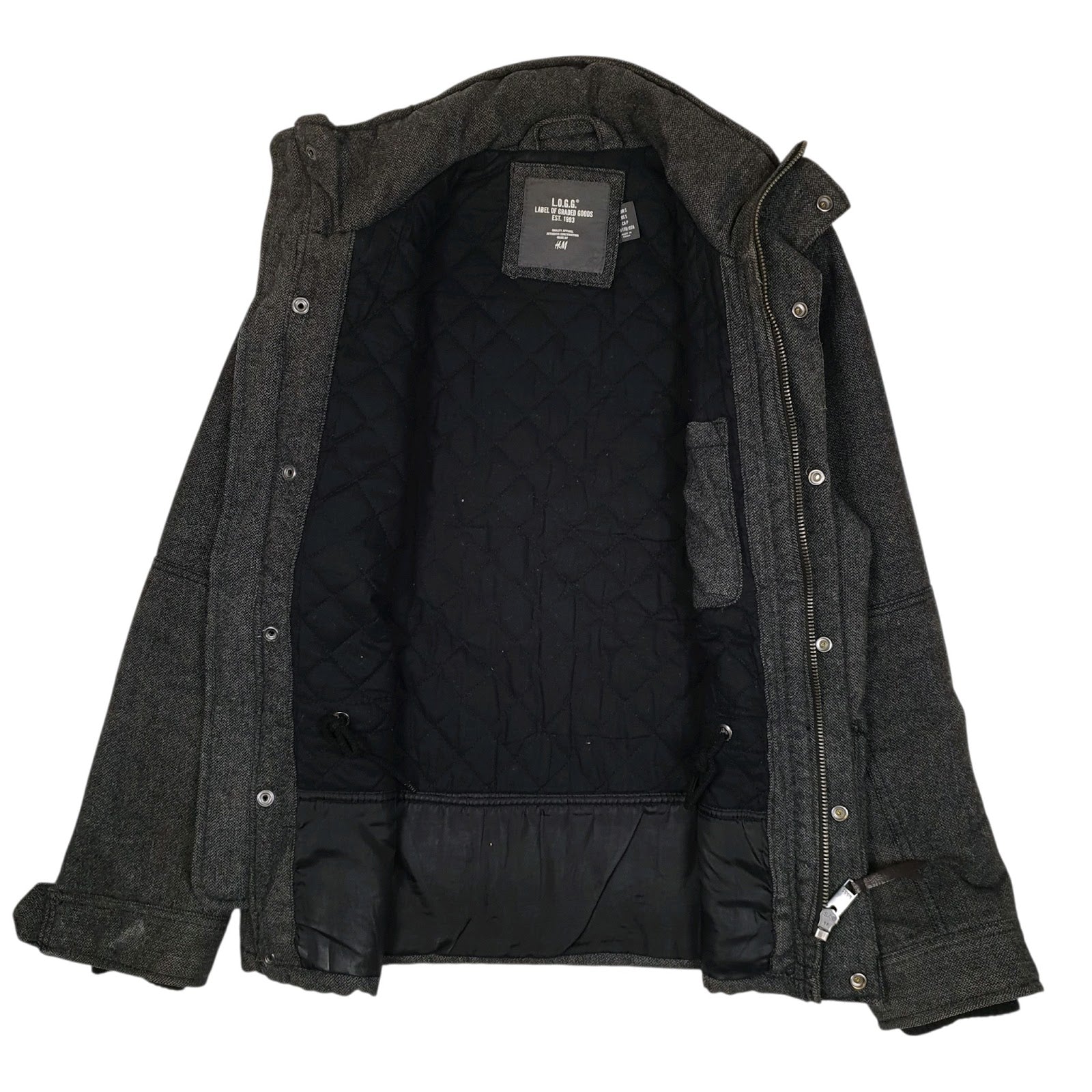 Mens Grey H&M Military Navy  Coat