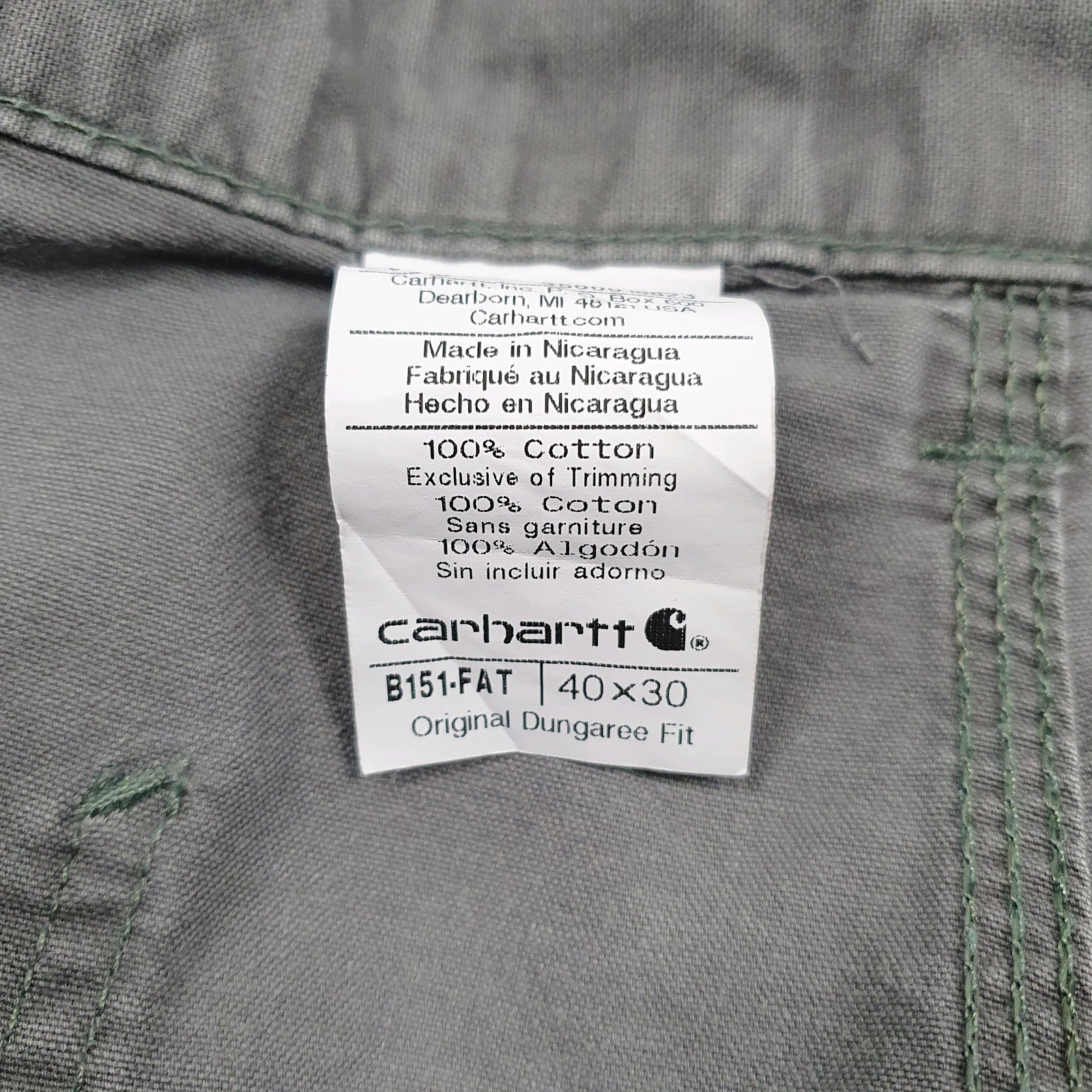 Mens Grey Carhartt B151-FAT  Trousers