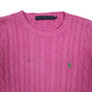 Womens Pink Ralph Lauren Sport Cable Knit Crewneck Jumper