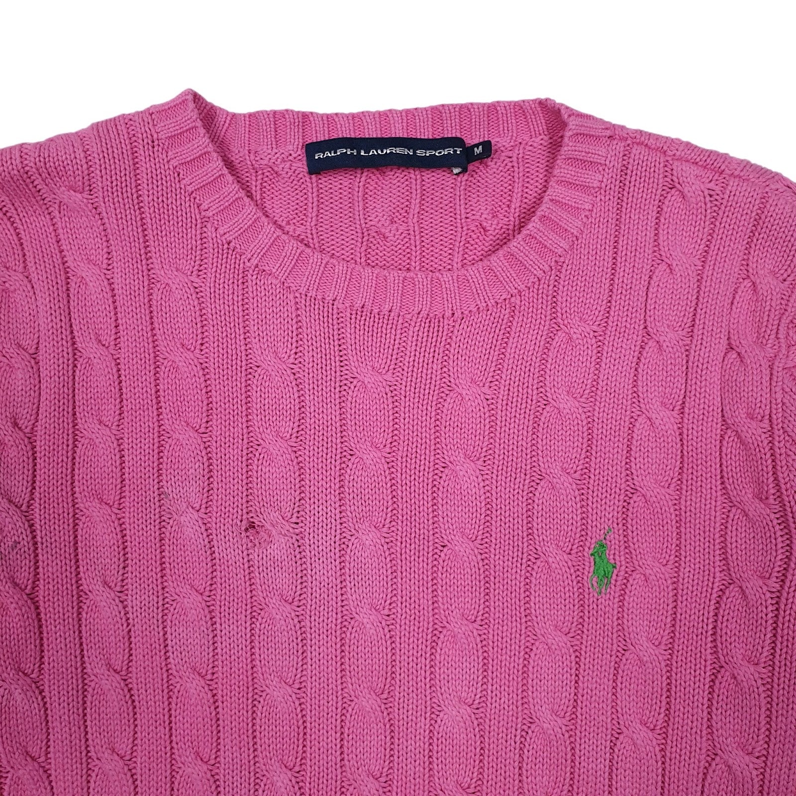 Womens Pink Ralph Lauren Sport Cable Knit Crewneck Jumper