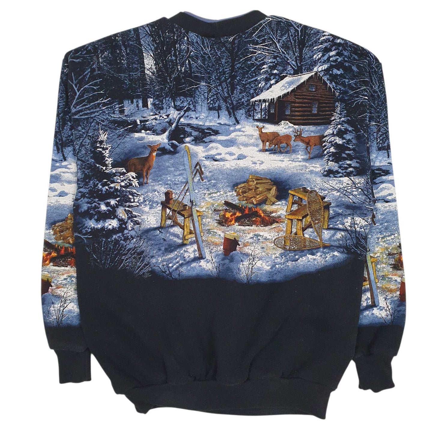 Mens Black Art Unlimited Vintage Graphic Crewneck Jumper