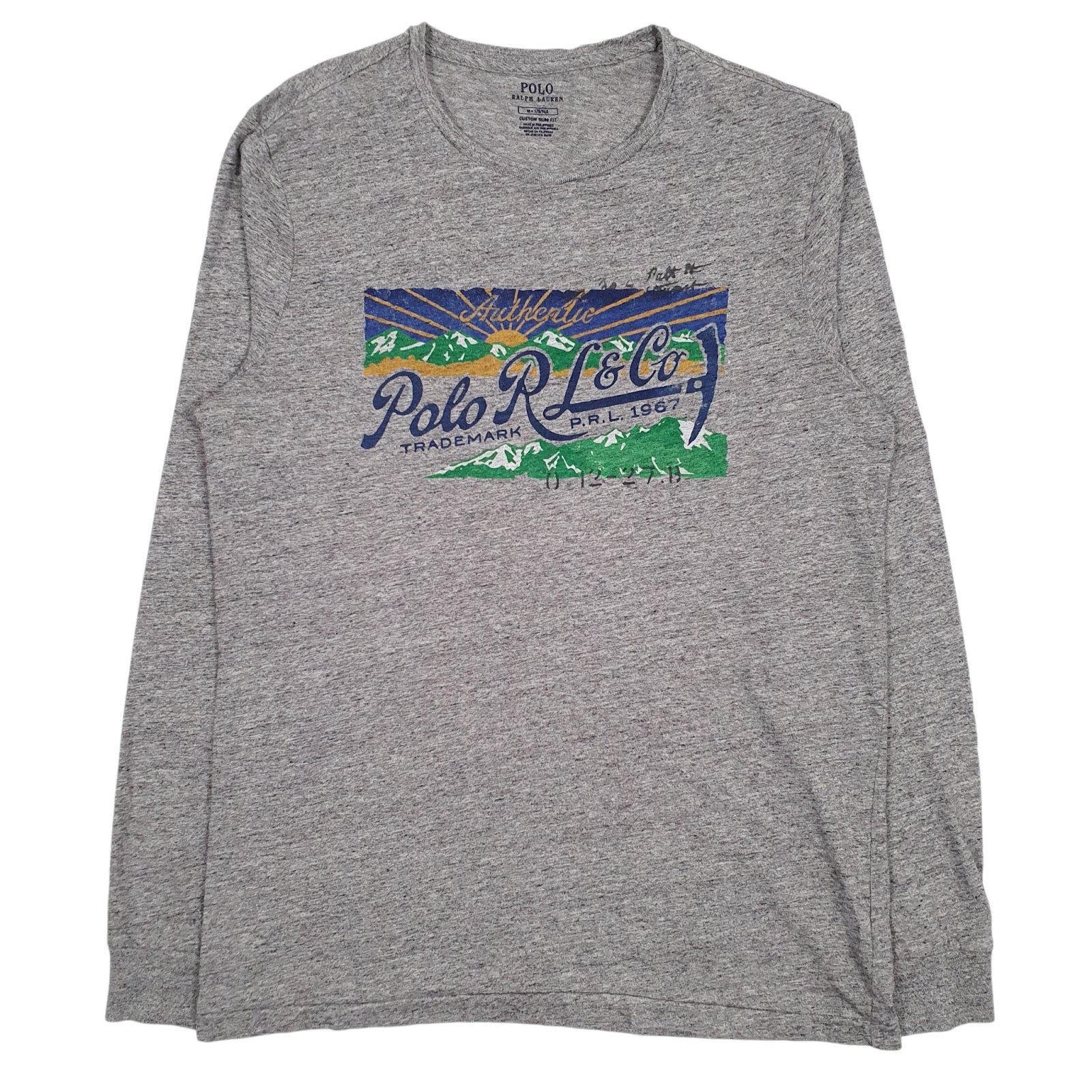 Mens Grey Polo Ralph Lauren Spellout Long Sleeve T Shirt