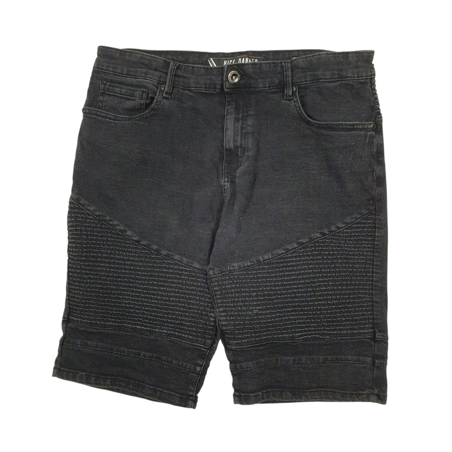 Mens Black Nick Danger Stretch Denim Shorts