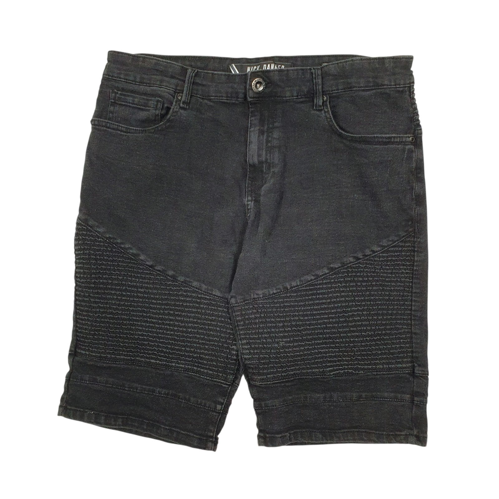 Mens Black Nick Danger Stretch Denim Shorts