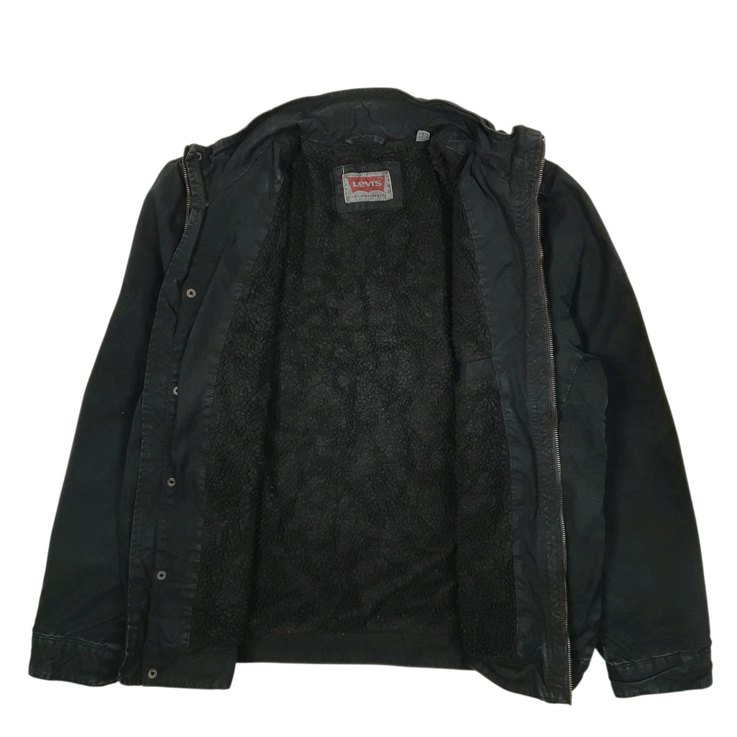 Mens Black Levis Bomber Windbreaker Sherpa Lined  Coat