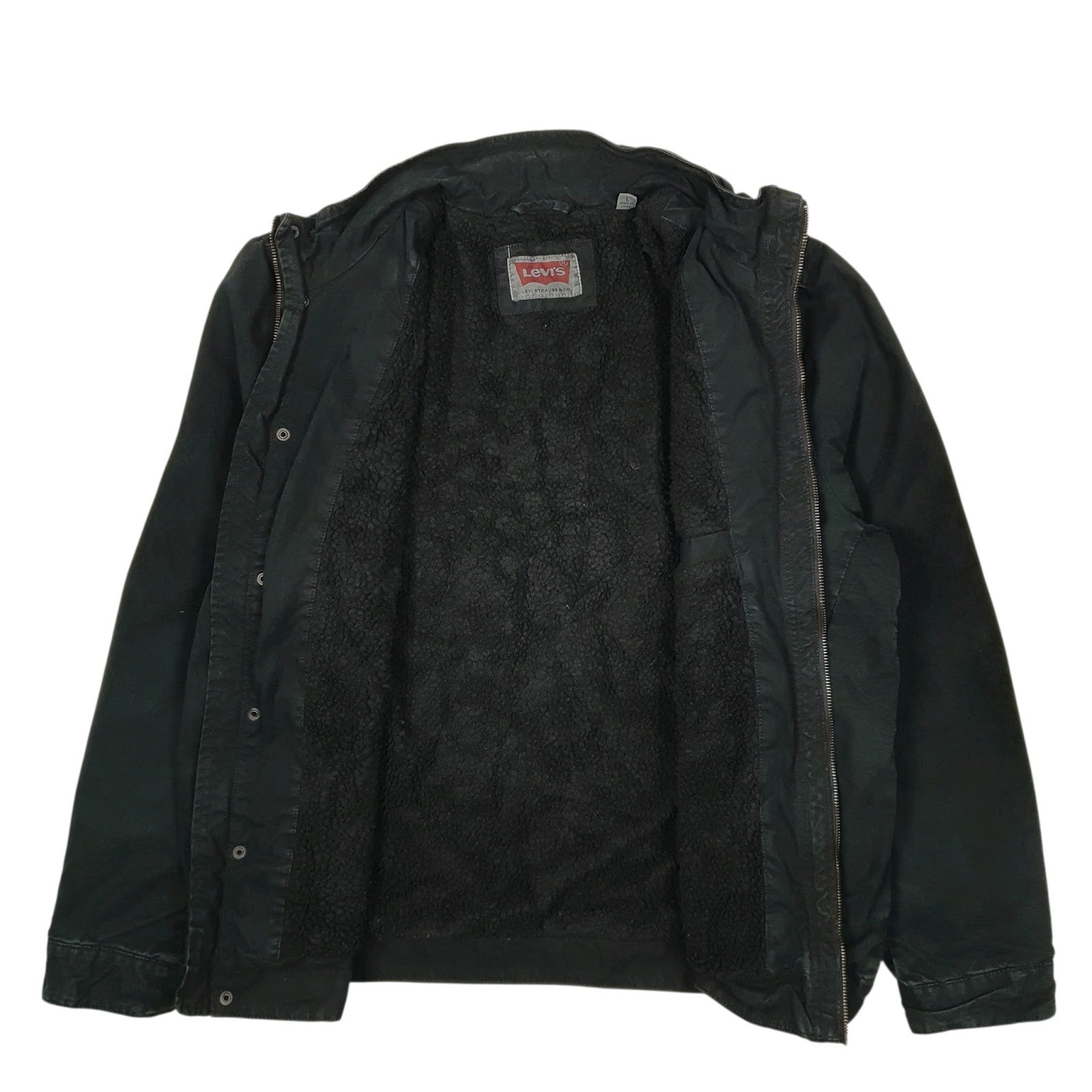 Mens Black Levis Bomber Windbreaker Sherpa Lined  Coat