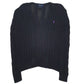 Womens Black Polo Ralph Lauren Cable Knit V Neck Jumper