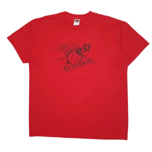 Mens Red Fruit Of The Loom Union Federal Bombers Short Sleeve T Shirt