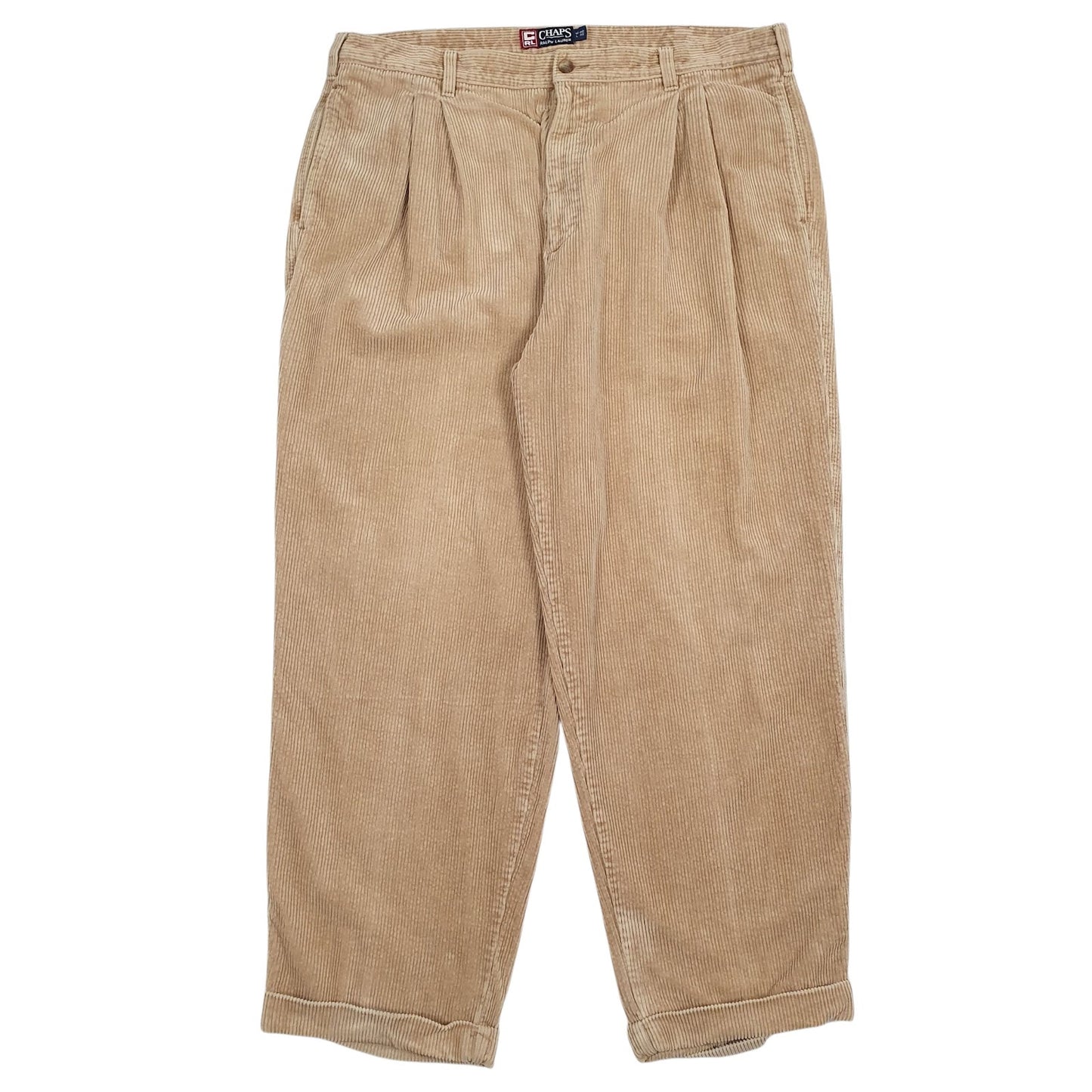 Mens Brown Ralph Lauren Pleated Corduroy Trousers