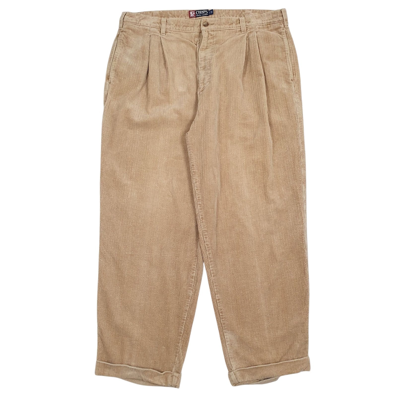 Mens Brown Ralph Lauren Pleated Corduroy Trousers