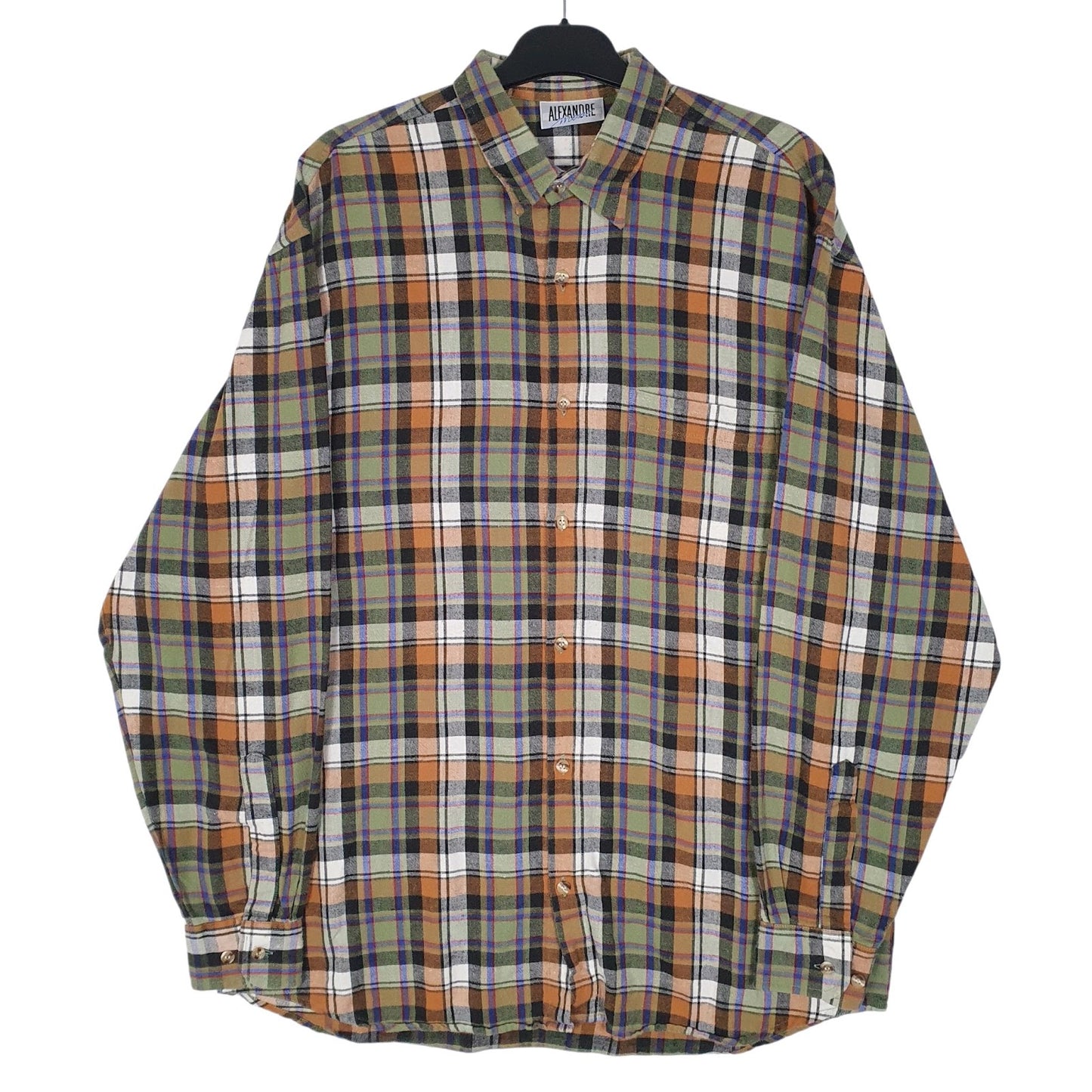 Mens Green Alexandre Vintage Flannel Long Sleeve Shirt