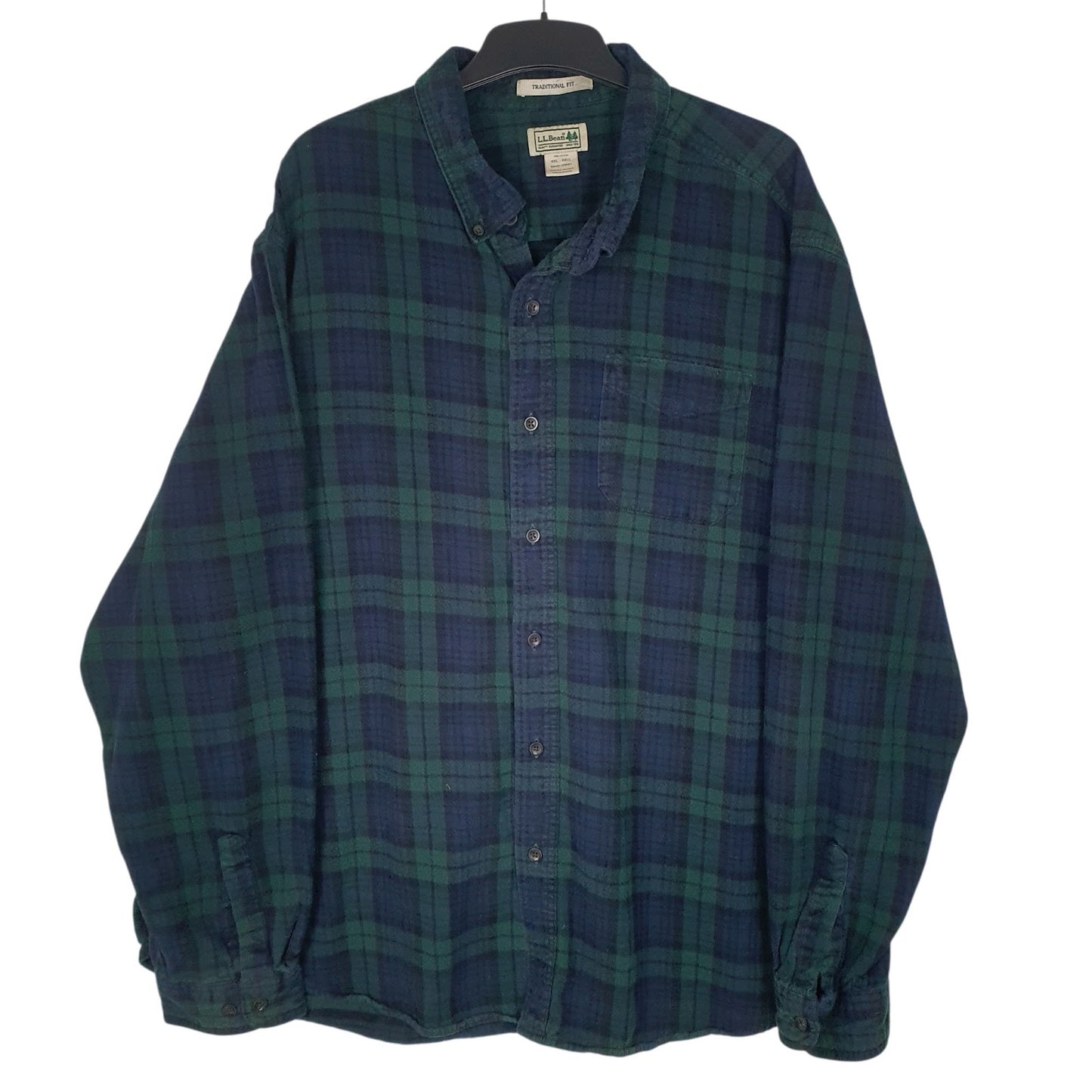 Mens Navy L.L.Bean Flannel Long Sleeve Shirt