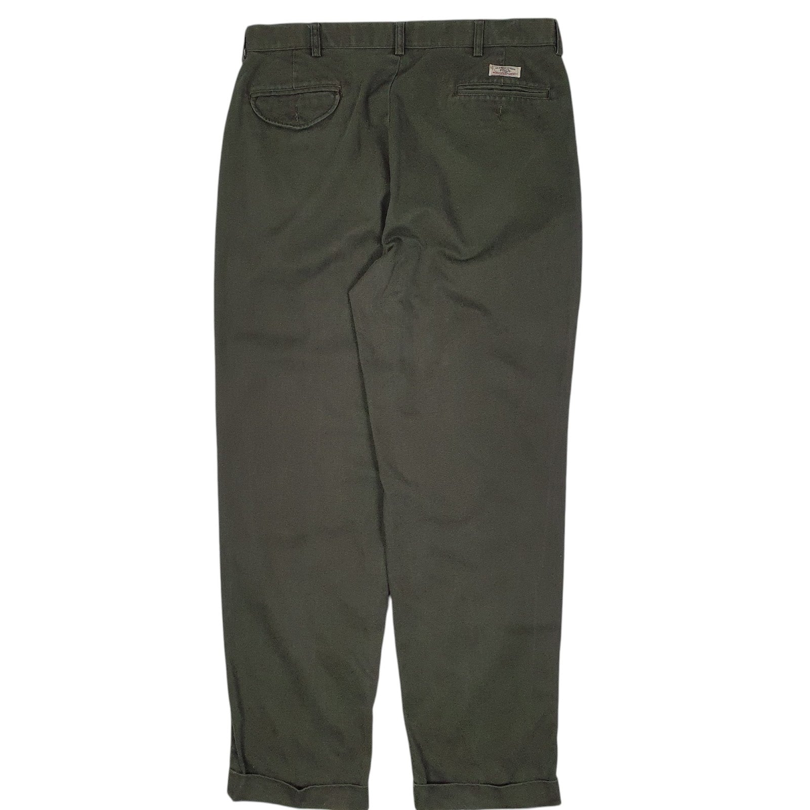 Mens Green Polo Ralph Lauren Hammond Pant Pleated Vintage 90s  Trousers