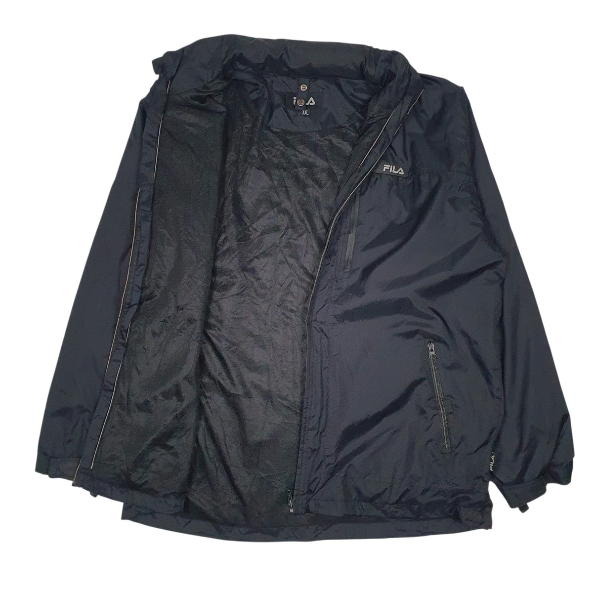 Mens Black Fila Hooded  Coat