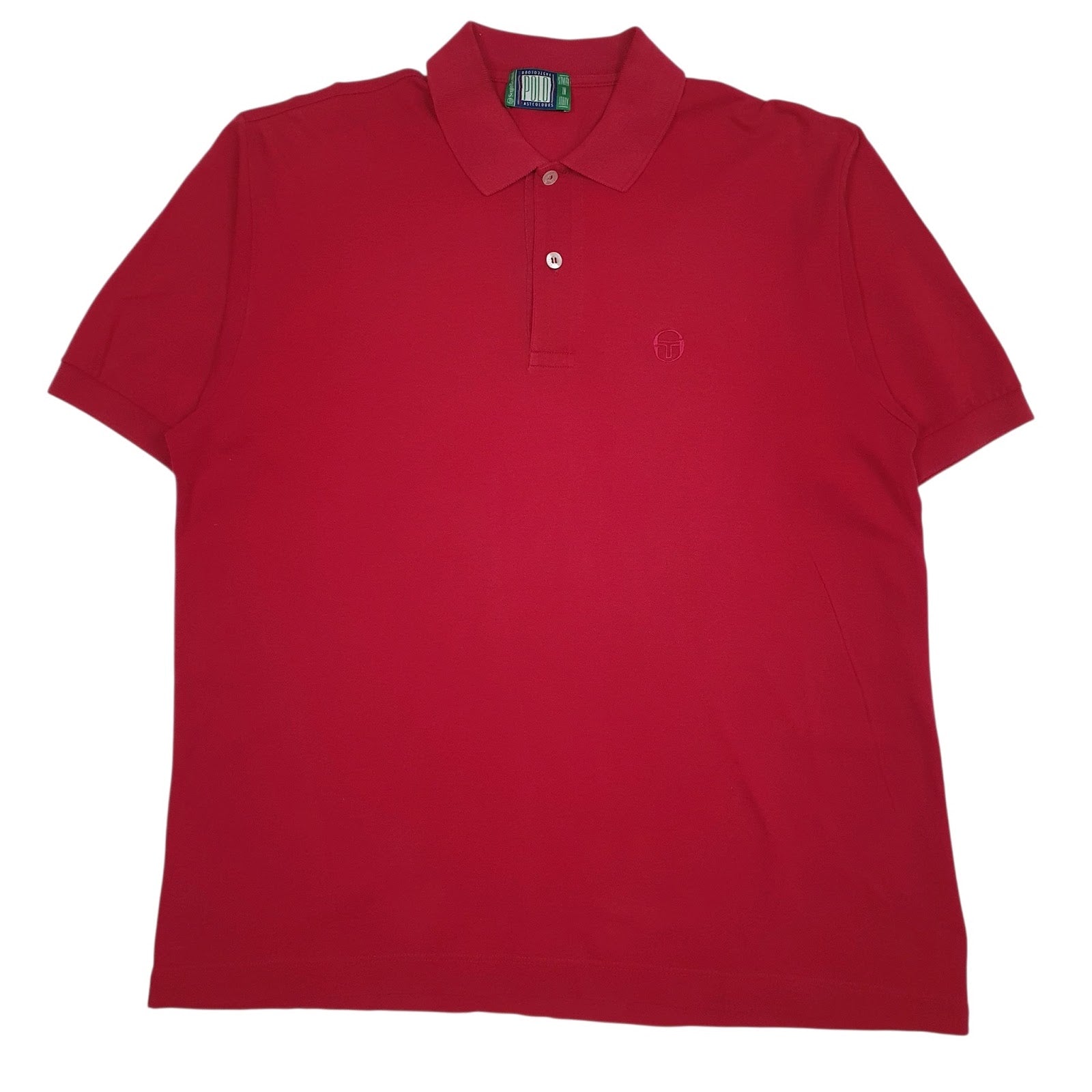 Mens Red Sergio Tacchini Vintage 90s Short Sleeve Polo Shirt
