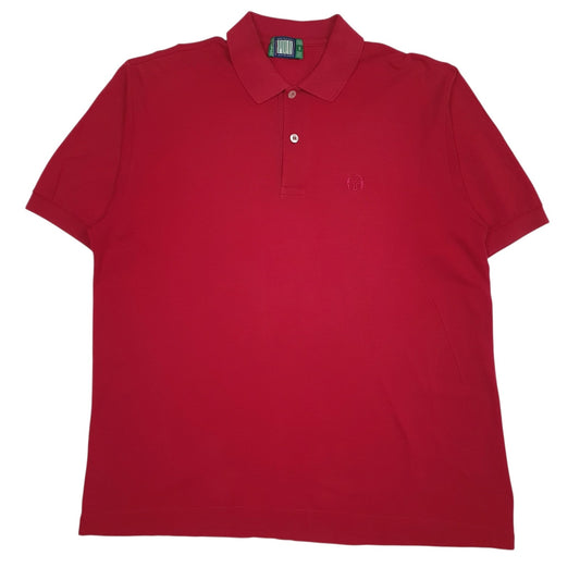 Mens Red Sergio Tacchini Vintage 90s Short Sleeve Polo Shirt