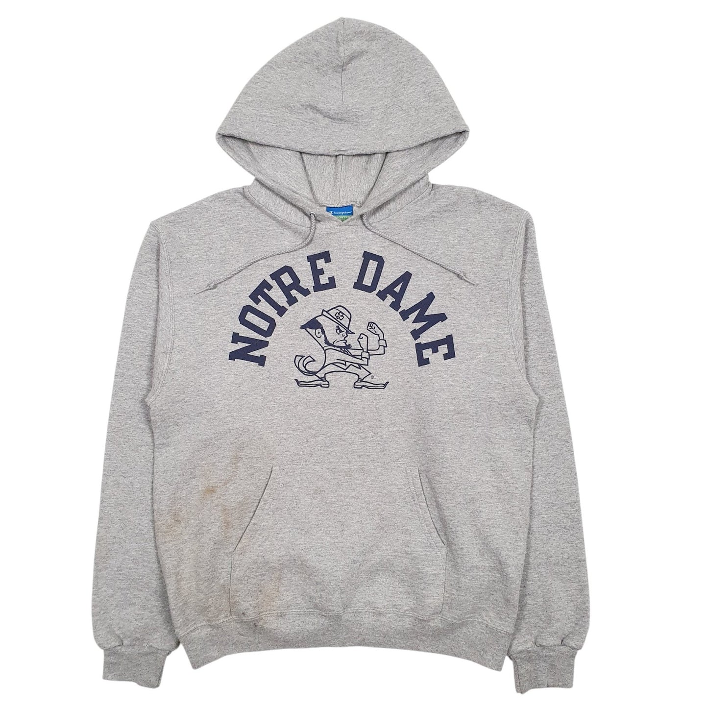 Mens Grey Champion Notre Dame Hoodie Jumper