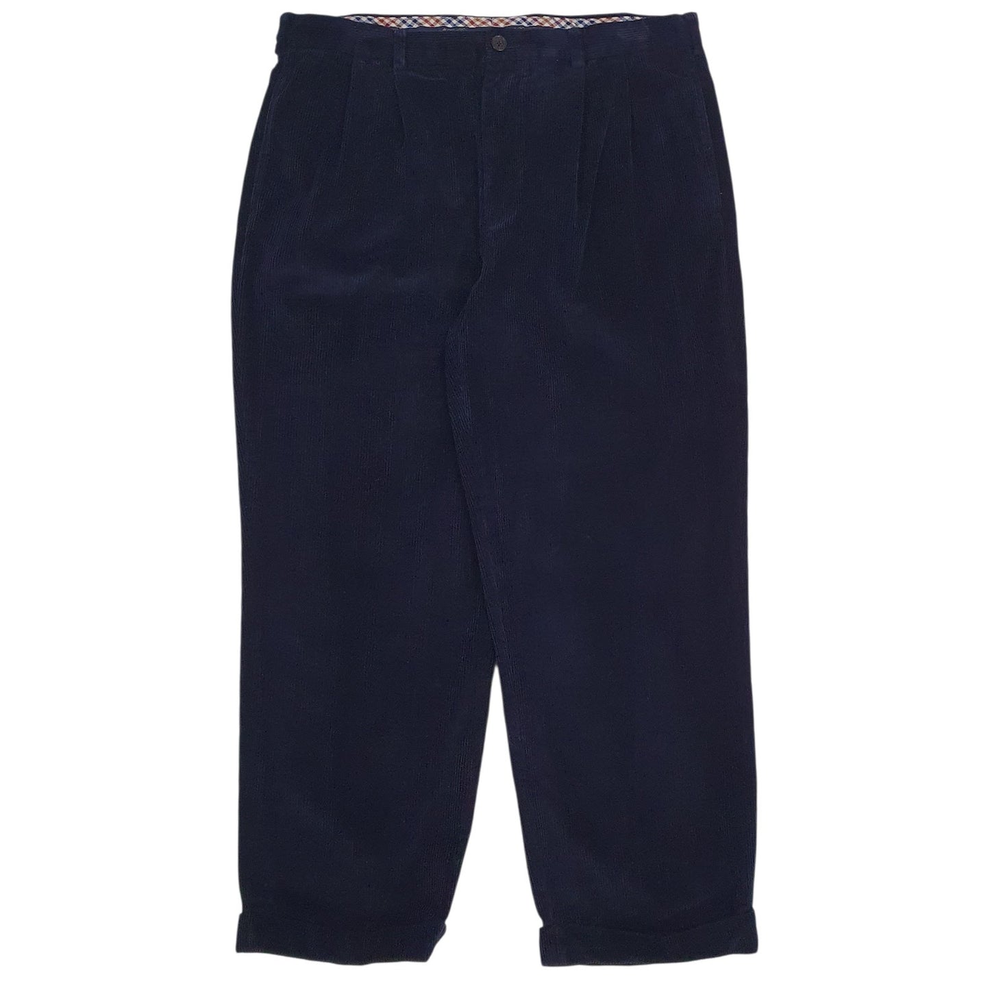 Mens Navy Brooks Brothers Elliot Pleated Corduroy Trousers