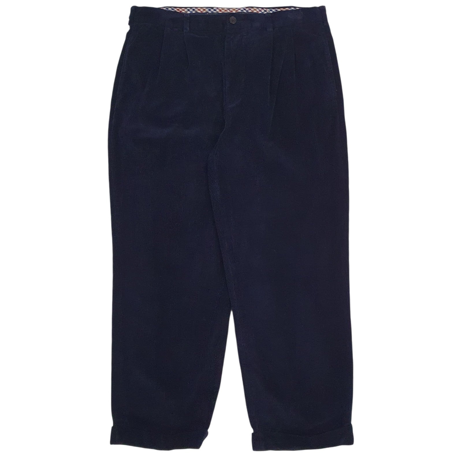 Mens Navy Brooks Brothers Elliot Pleated Corduroy Trousers