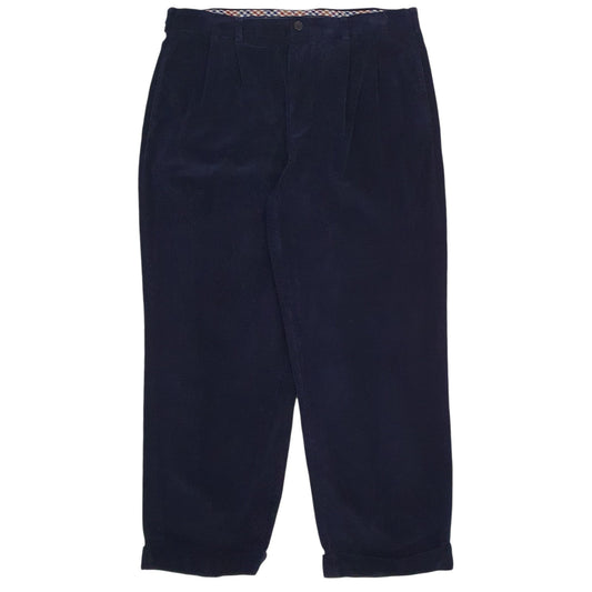 Mens Navy Brooks Brothers Elliot Pleated Corduroy Trousers