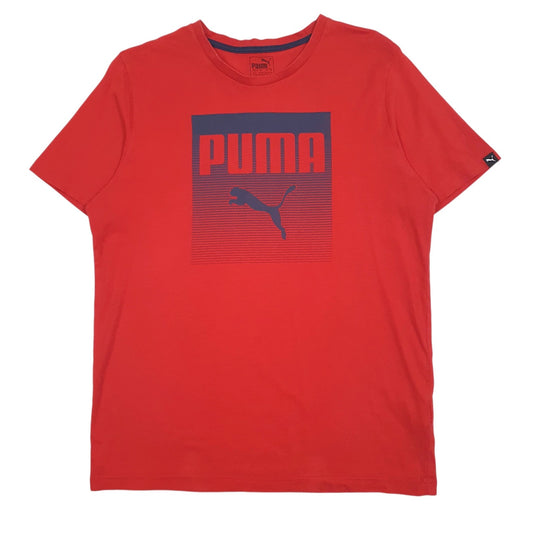 Mens Red Puma Spellout Short Sleeve T Shirt