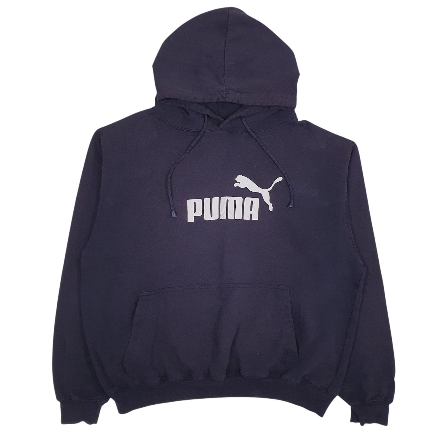 Mens Navy Puma Spellout Hoodie Jumper
