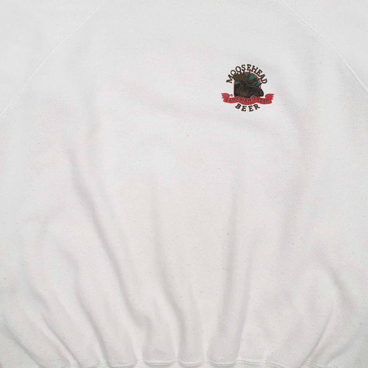 Mens White Ultra Sweats Vintage 90s Made In USA Moose Head Beer Crewneck Jumper