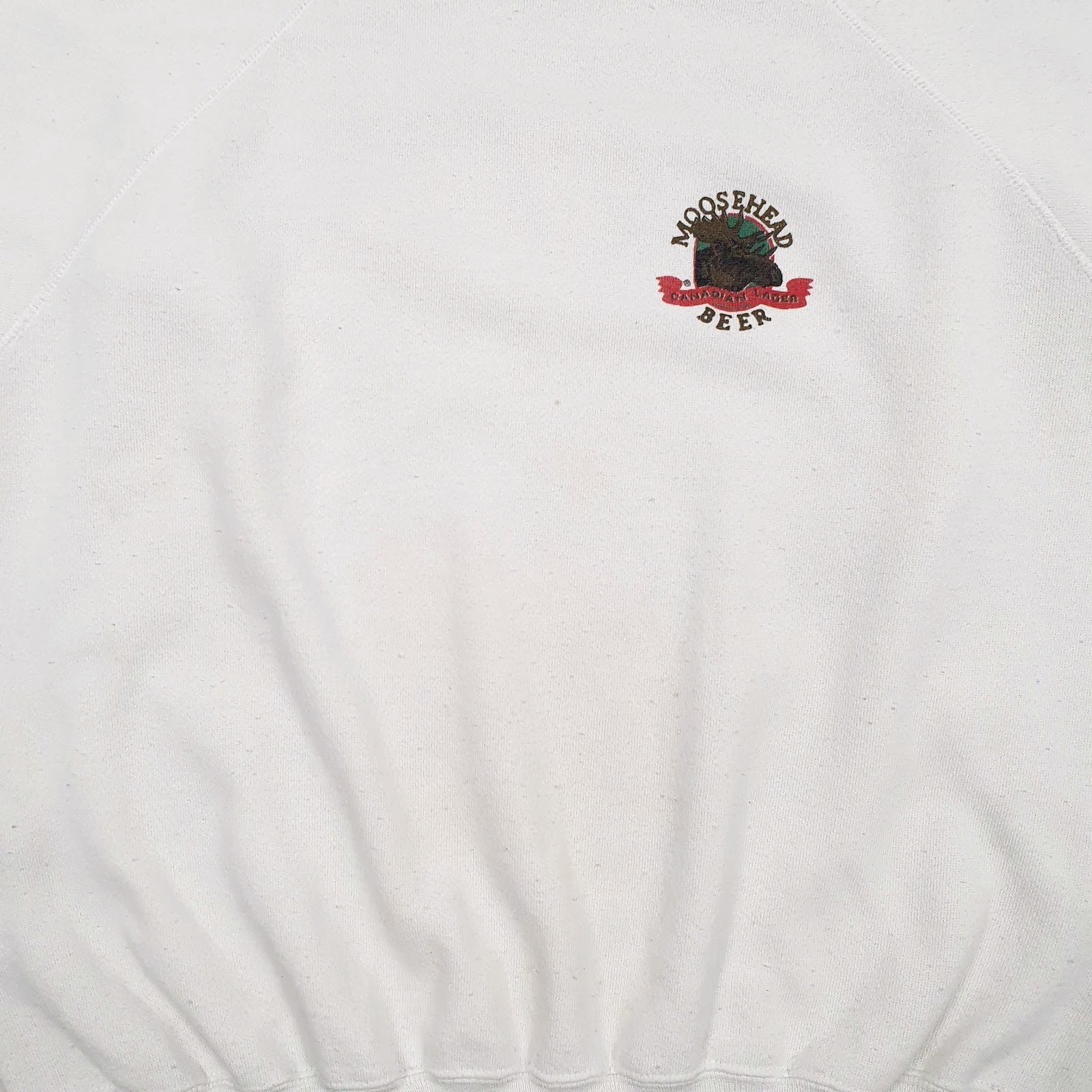 Mens White Ultra Sweats Vintage 90s Made In USA Moose Head Beer Crewneck Jumper