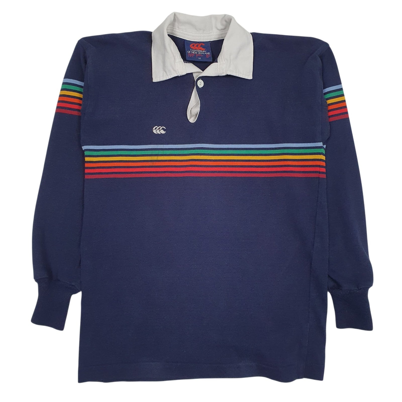 Mens Navy Canterbury Rugby Long Sleeve Polo Shirt