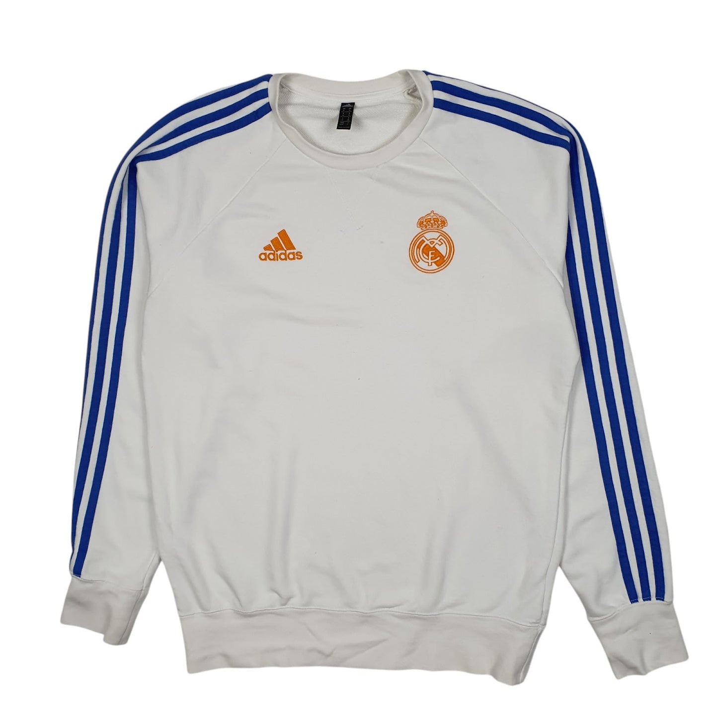 Mens White Adidas Real Madrid Football Crewneck Jumper