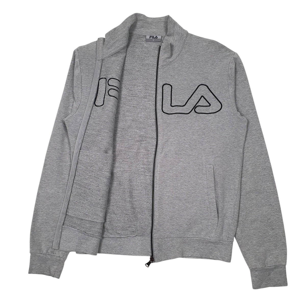 Mens Grey Fila Spellout Full Zip Jumper