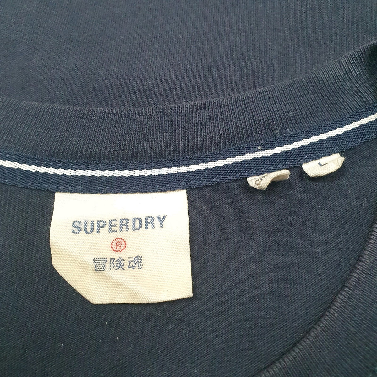 Mens Navy Super Dry Spellout  T Shirt