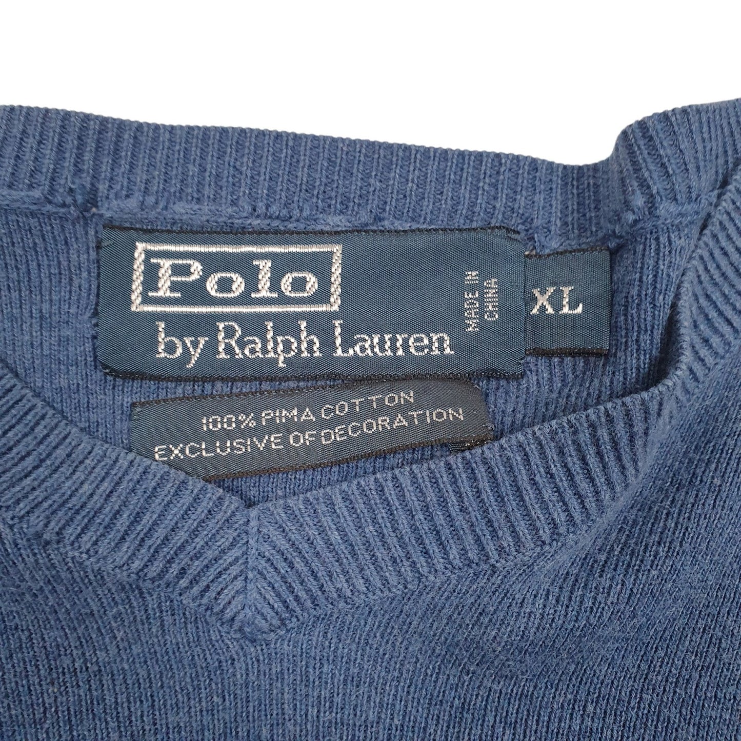 Womens Blue Polo Ralph Lauren Pima V Neck Jumper