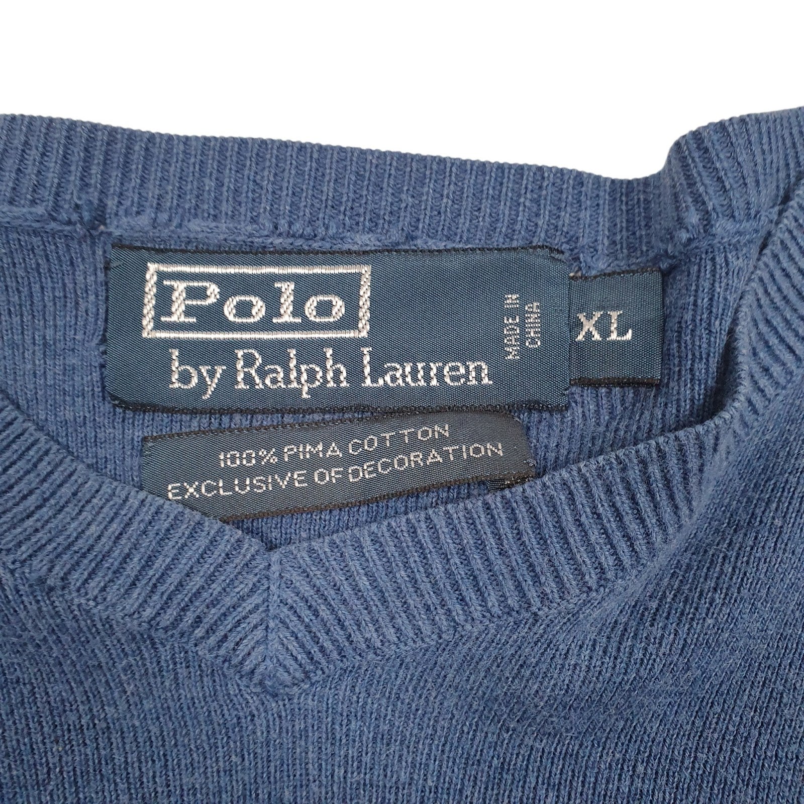Womens Blue Polo Ralph Lauren Pima V Neck Jumper