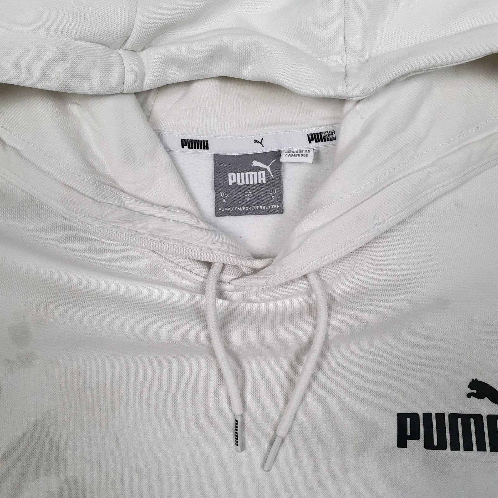 Mens White Puma  Hoodie Jumper