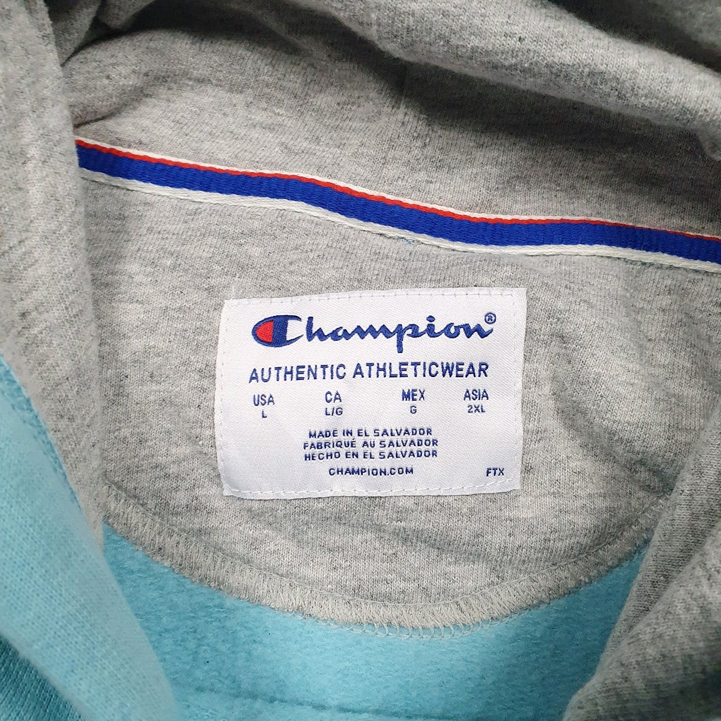 Mens Blue Champion Spellout Hoodie Jumper