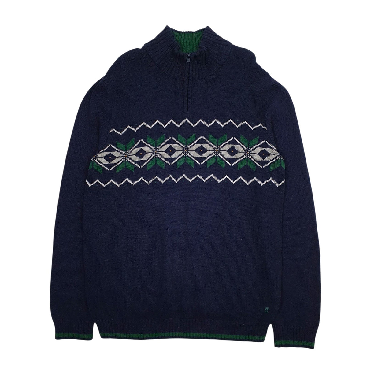 Mens Navy Izod Lacoste Quarter Zip Jumper
