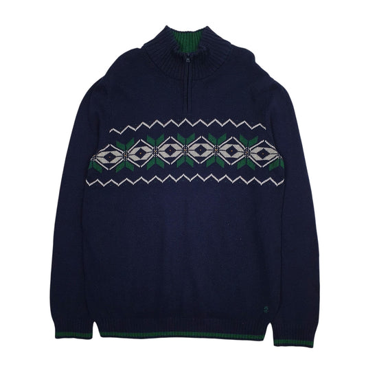 Mens Navy Izod Lacoste Quarter Zip Jumper