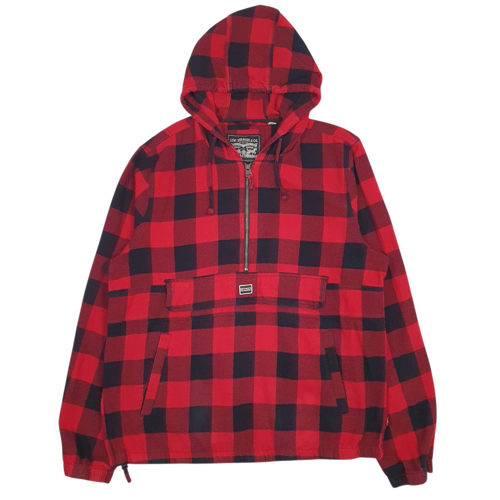 Mens Red Levis Flannel Black Buffalo Plaid  Coat