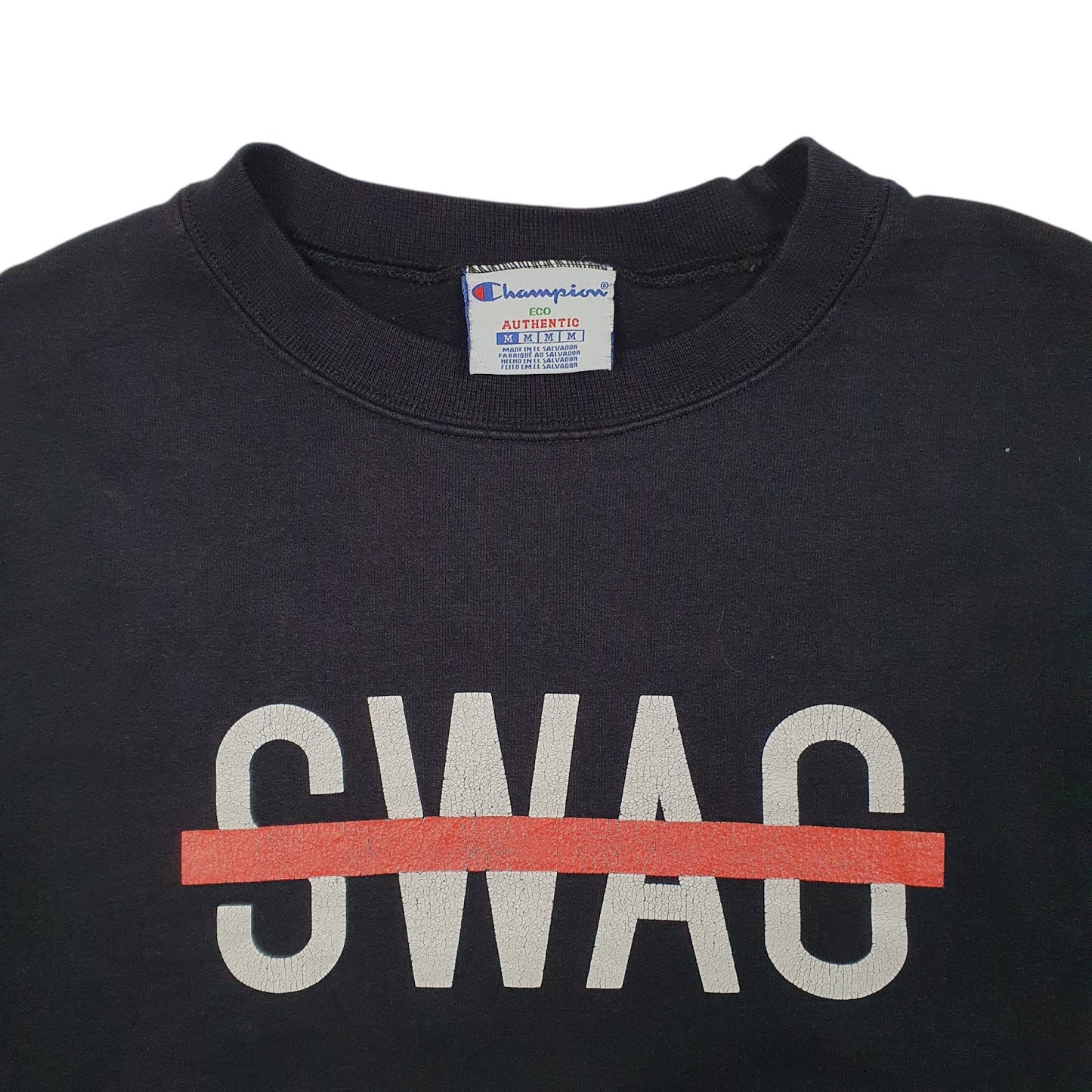 Mens Black Champion Swag Crewneck Jumper