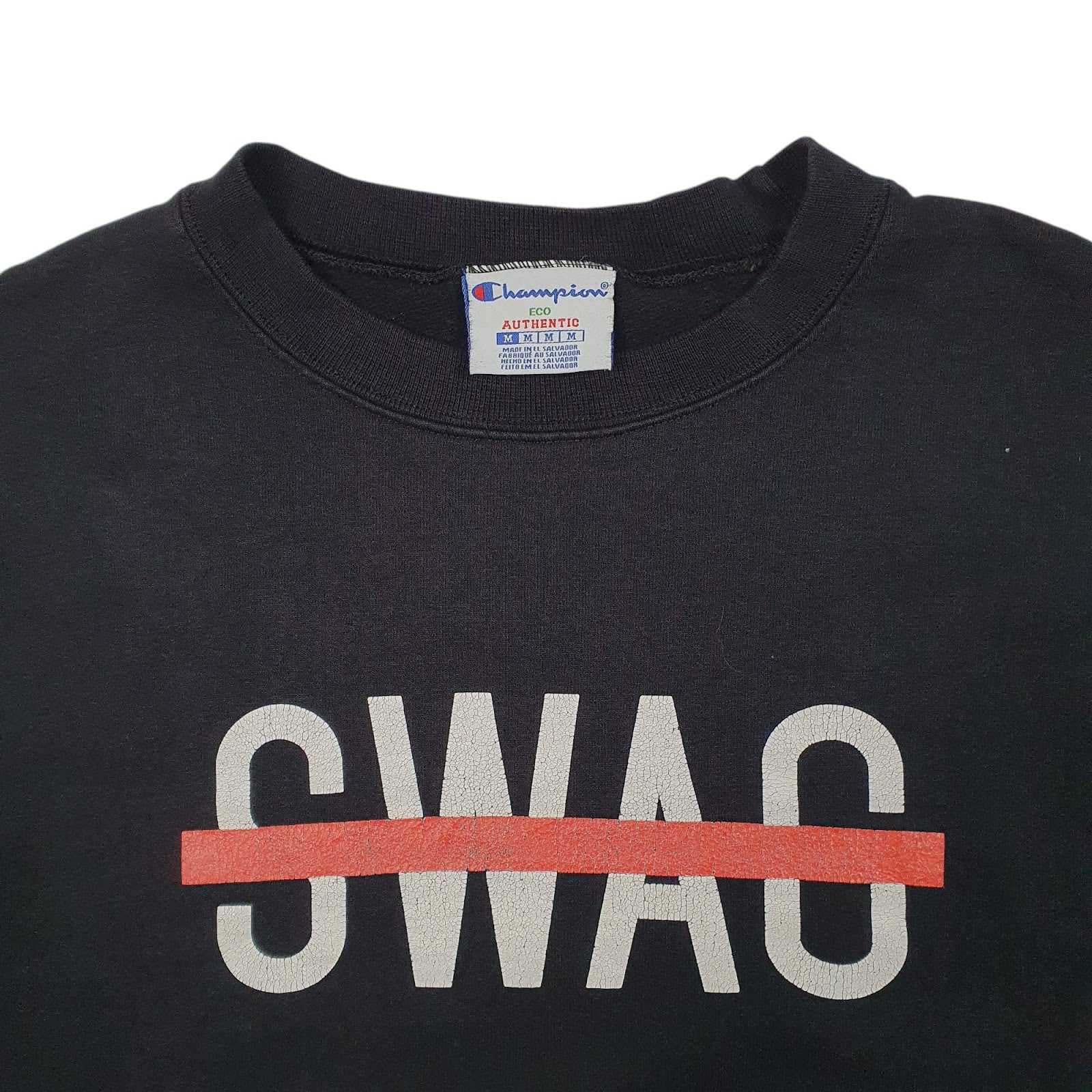 Mens Black Champion Swag Crewneck Jumper