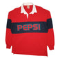Mens Red Pepsi America Rugby Vintage 90s American Made Long Sleeve Polo Shirt