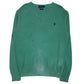 Mens Green Polo Ralph Lauren Pima V Neck Jumper