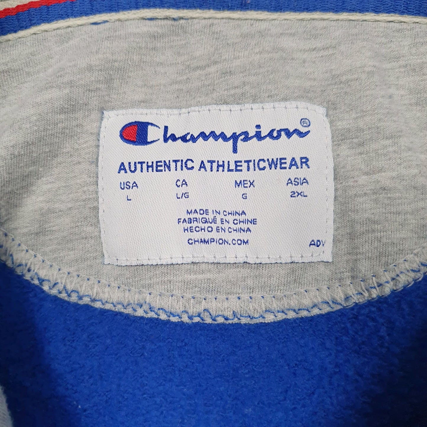 Mens Blue Champion Spellout Hoodie Jumper
