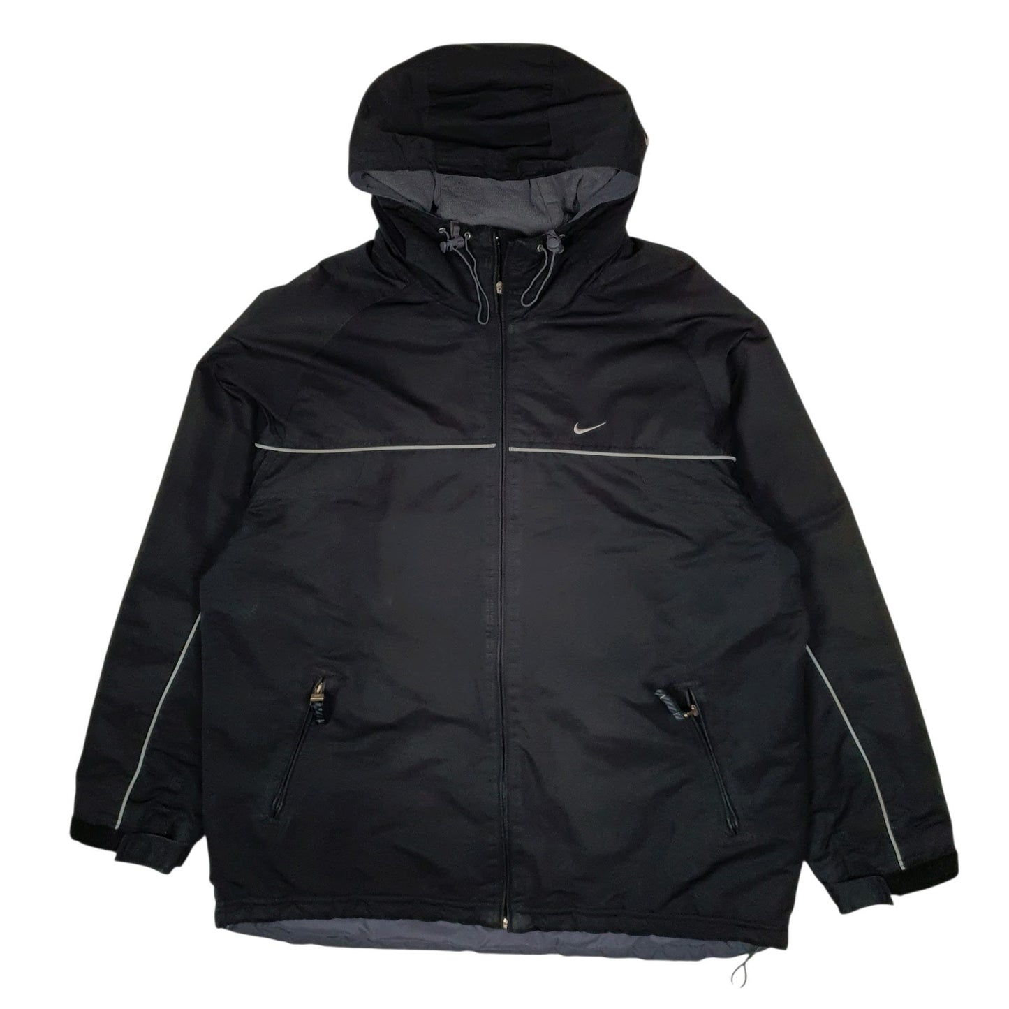 Mens Black Nike Vintage 2000s Windbreaker Fleece Lined  Coat